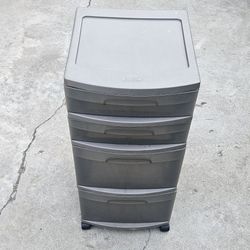 Small Smoke Grey Colored 4 Droor Storage Dresser With Wheels