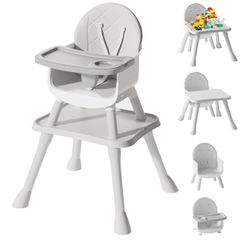 Baby High Chair, Convertible Highchair for Babies and Toddlers (Grey)