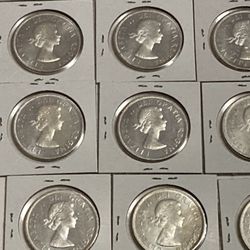 Nice vintage collection lot silver Canadian dollar coins coin bullion 1963 dated stacker 