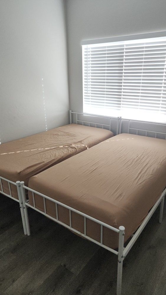 Twin Bed Frames + Memory Foam Mattresses