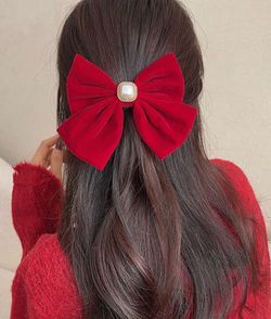 Bow Hair Clip With Faux Pearl & Rhinestone Decor, Elegant Hair Accessory For Daily Dressing And Cosplay, Hairpin Headwear Royal, School Ha