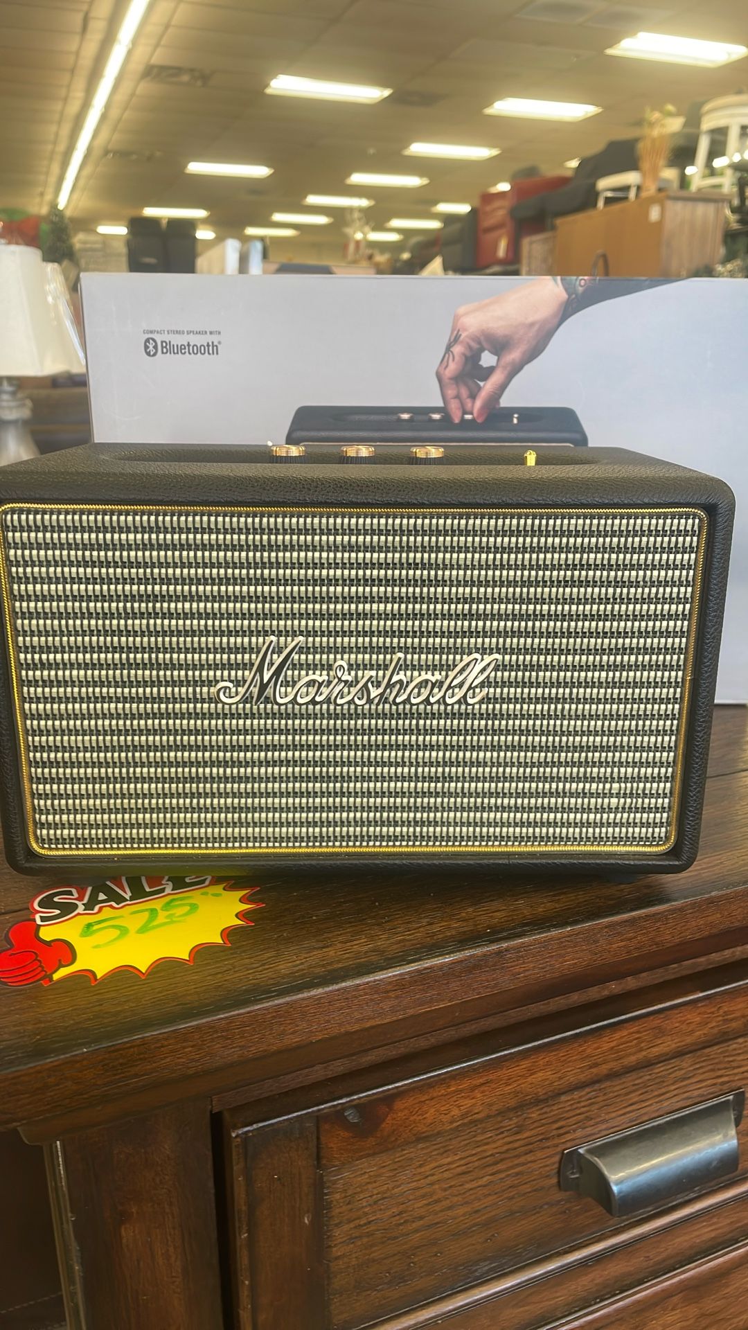 Marshall - Acton III Bluetooth Home Speaker with Bass / Treble / Volume Controls and 3.5 mm Auxiliary Input - Black
