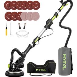 Drywall Sander, 7.2A Electric Drywall Sander with Vacuum Dust Collection, 6 Variable Speed RPM, LED Light, Foldable & Extendable Handle, 9 Pcs