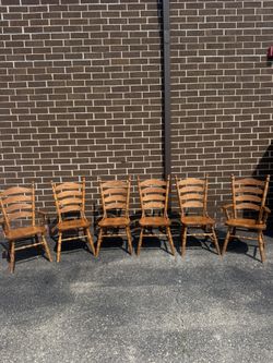 6 Ladder Back Wooden Chairs