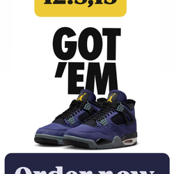 Jordan 4 LAKERS MEN SIZE 10,10.5,12.5,13