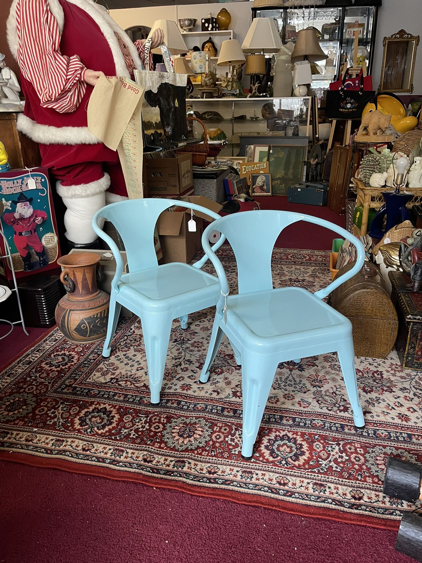 Childrens Small Tourquiose Enamel Chairs