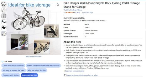 NIB Wall Mount Bike hooks pedal storage rack