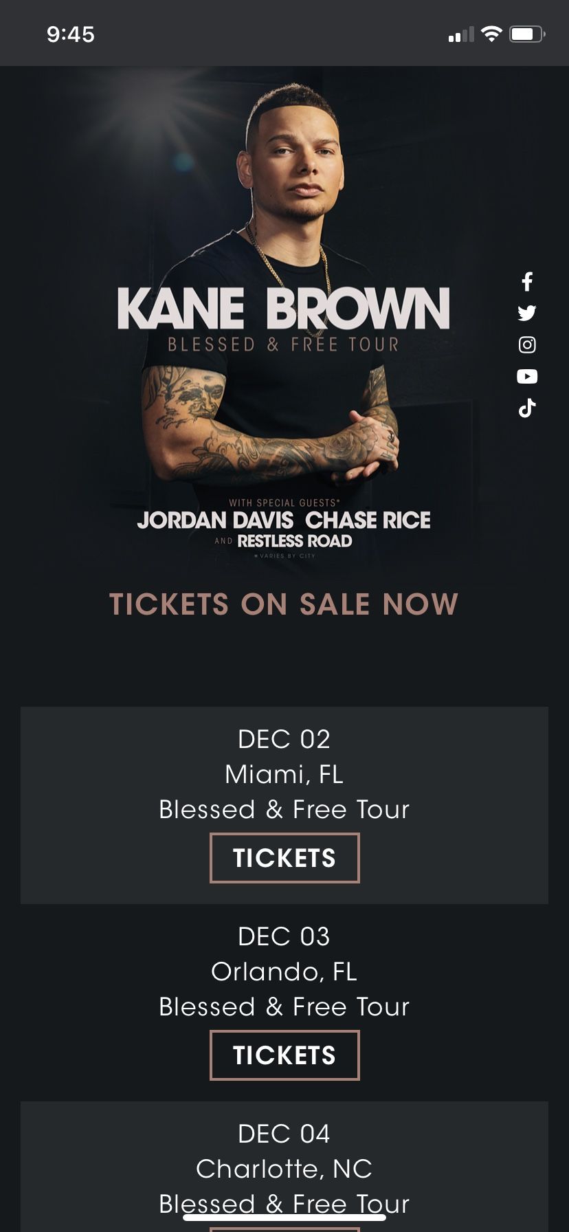 Kane Brown Tickets  12-03-2021