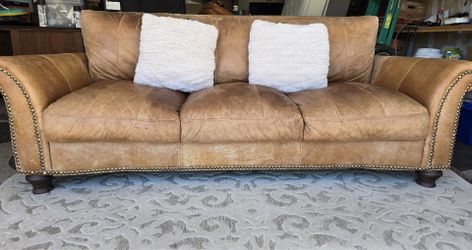 Italian Leather Nailhead Trim Sofa