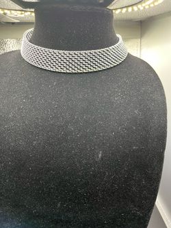 Silver Mesh Choker Necklace