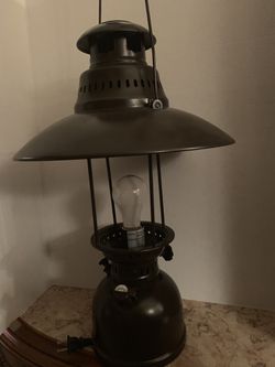 Vintage Electric Lantern Lamp, lake house, camp themed room, man cave.