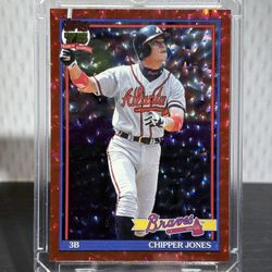 T91-13 Chipper Jones 2026 Topps - 1991 Topps Baseball 35th Anniversary Red Crackle Foil (Series One) 3/5