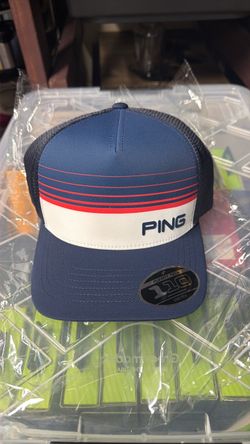 New Ping Limited Edition USA Blue/White/Red Adjustable Snapback Trucker Hat