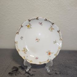 Brown Westhead Mooore Scalloped Side Plate Flowers Gold 6" Cauldon Ware
