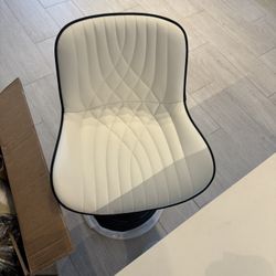 2 White Leather Bar Stools