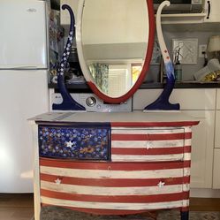 Antique Dresser Patriotic USA flag 