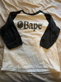 Authentic Bape Grey and Black Baseball Tee Size M