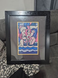 ROMERO BRITTO ARTWORK!  SERIGRAPH ON  WATERPAPER "ADAM AND EVA" FRAMED!!