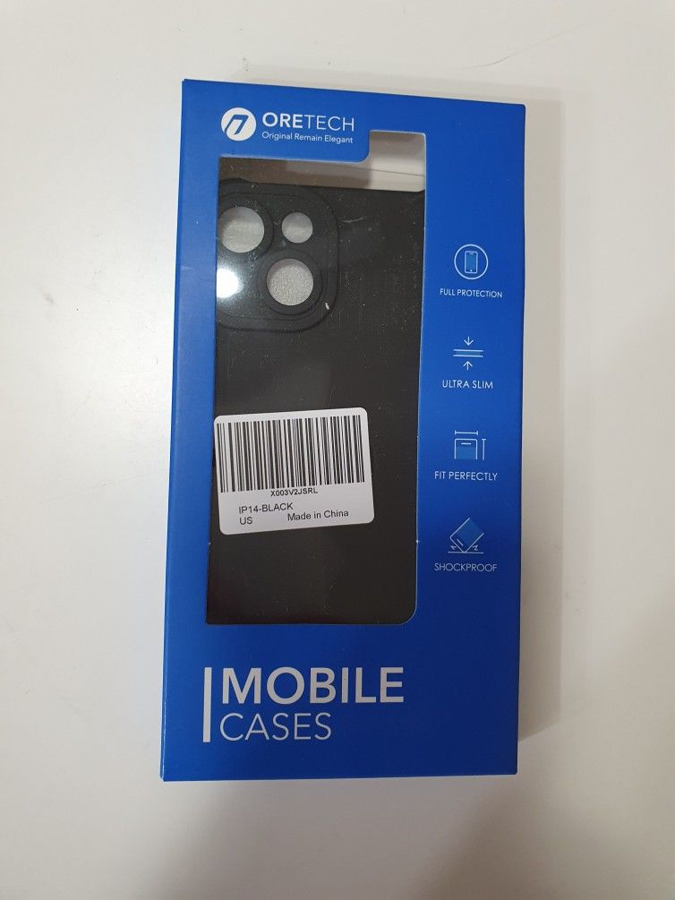 ORETECH Black iPhone 14 Case, 2 x Screen Protectors, Camera Protection, 360° Shockproof Slim Thin