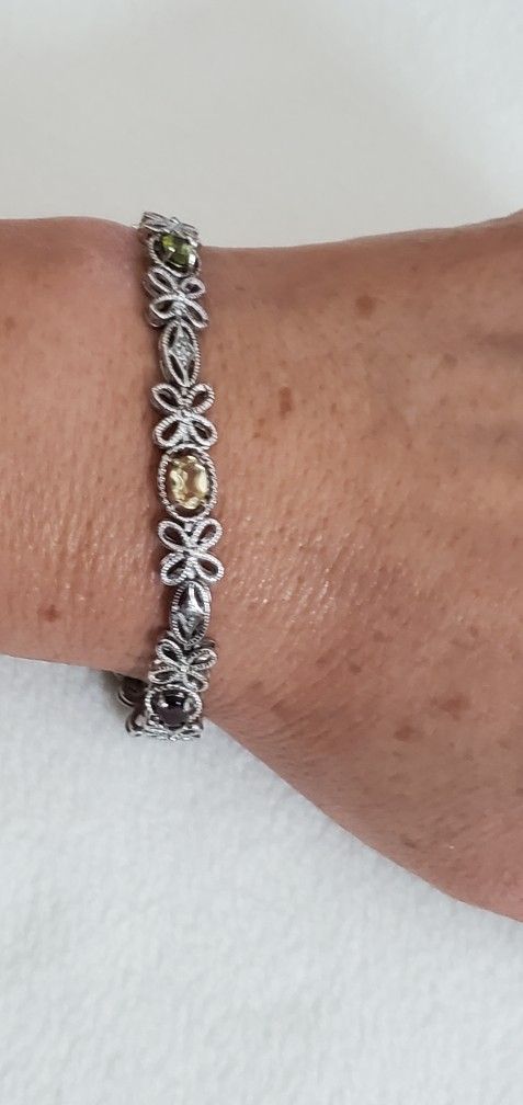 PAJ BB China Multicolor Stones Bracelet Silvertone
