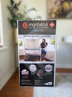 Monbebe Whisper 3 in 1 Rocking Plaid Bassinet and Play Yard
