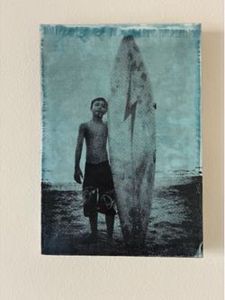 Drew Wellman Surfboard Boy Canvas Art