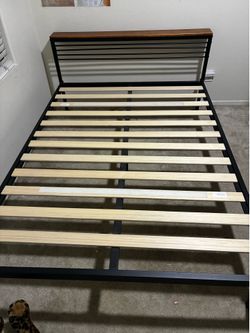 Modern, metal queen bed frame