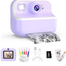  Camera for Kids Instant Print Photos - Toys Cameras for Toddler Printing Pictures- 12Mp Children Digital Selfie Camera - 1080P Video Cam