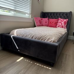 Upholstered Twin Size Bed For Sale + Mattress