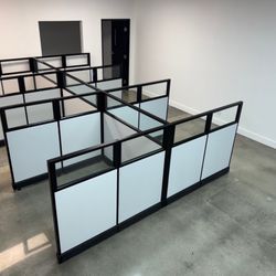 New All Glass Office Cubicles.  60”x60”x53”H.  Free Delivery!