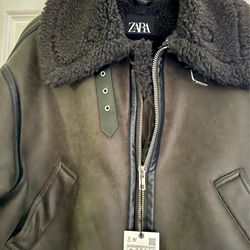 Zara Black Winter Shearling Jacket