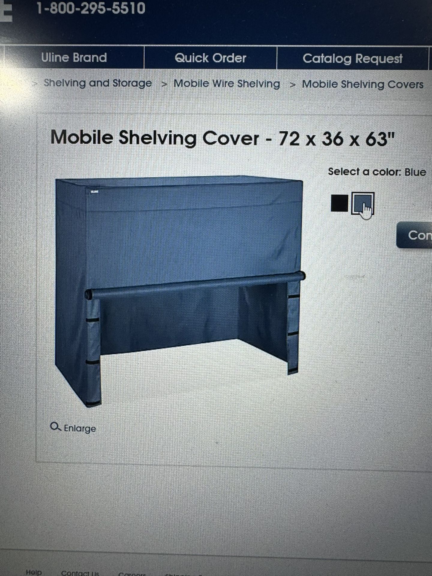 Uline Mobile Shelving Cover- Rack Cover