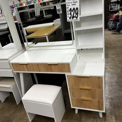 VANITY SALE!  2pc. Contemporary Vanity with Bench (Reg. $400).  ASSEMBLED FREE!!