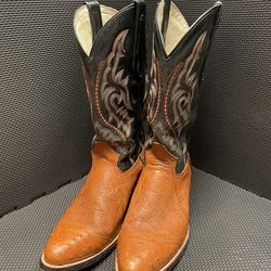 JB Dillon Tan Ostrich Cowboy Boots