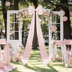 Giant Bow Decoration, Big Bows for Backdrop 75x18 Inch,Bow Themed Room Decor,Large Satin Decorative Bows for Wedding Engagement Bachelorette Baby Show