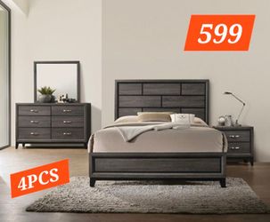 4-Piece Gray Wood Bedroom Set
