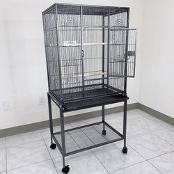 (New) $95 Large 53” Tall Bird Cage 24x17x53” with Rolling Stand and Plastic tray