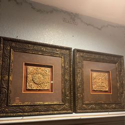 ✨ Elegant Ornate Gold & Black Wall Art – Set of 2