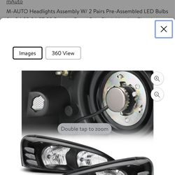 New in Box M-AUTO Headlights Assembly W/ 2 Pairs Pre-Assembled LED Bulbs for 04 05 06 07 08 Pontiac Grand Prix, Black Housing Clear Lens Clear Corner 