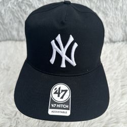 Adult New York Yankees '47 Black/White Logo Hitch Adjustable Snapback Hat - Men's