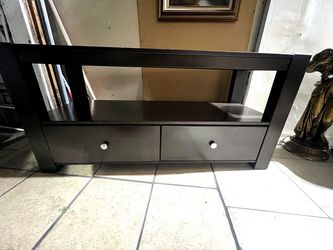 Dark Brown Wood TV Stand with Drawers