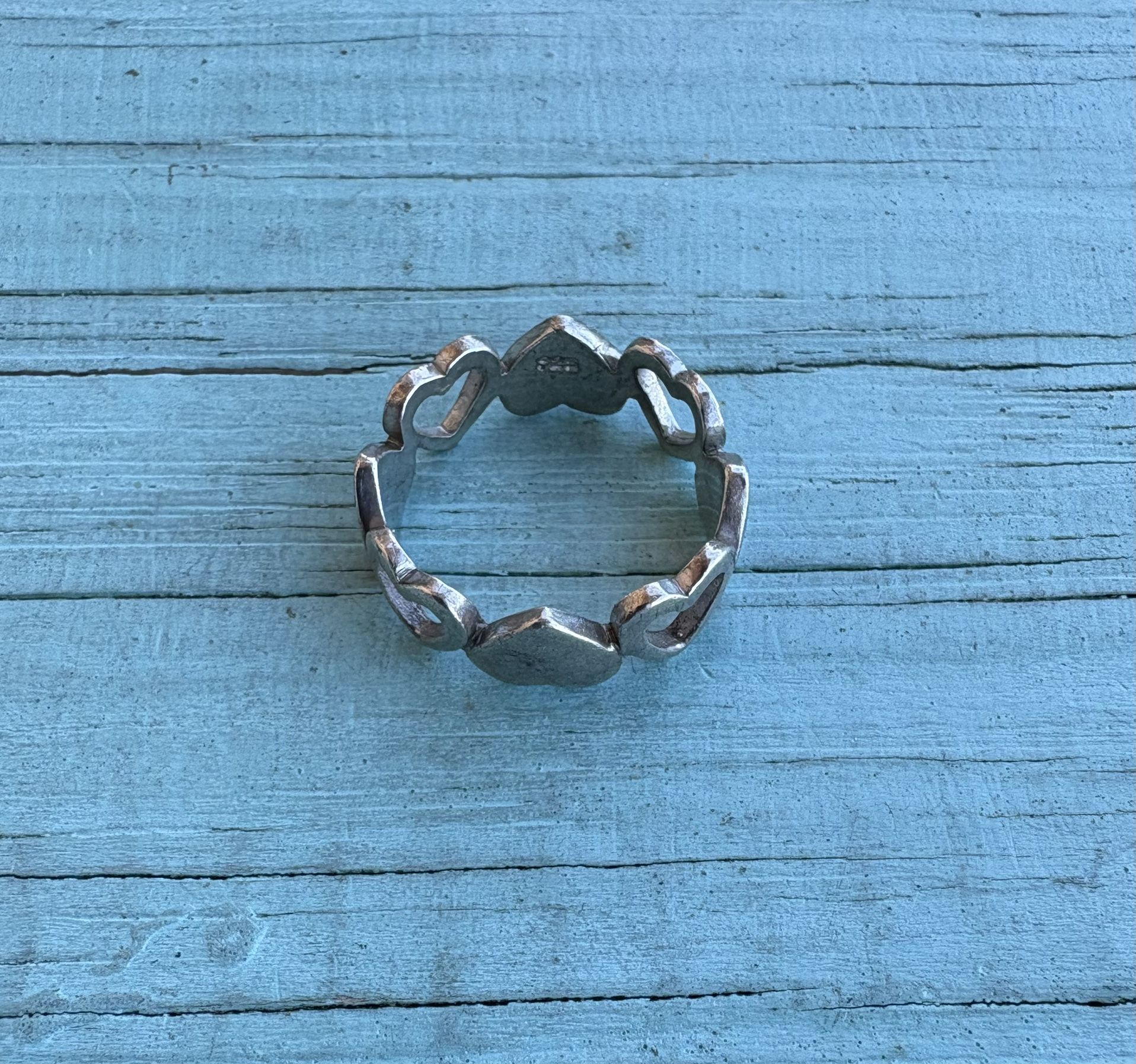 Nice Vintage Sterling Silver .925 Heart Ring/Band Size 6.5