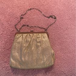 Gold Evening Bag With Gold Chain Strap
