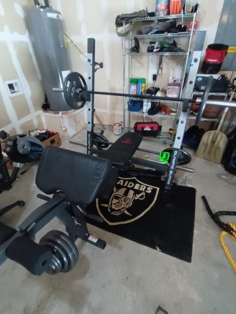 Marcy Olympic Weight Bench With
CAP Barbell 300 lb. Olympic Grip Weight Set Pre Built