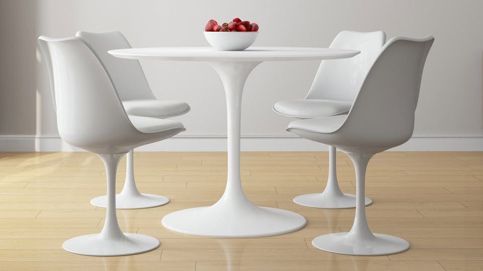 Modholic 42” Fiberglass Dining Table & Chairs Set