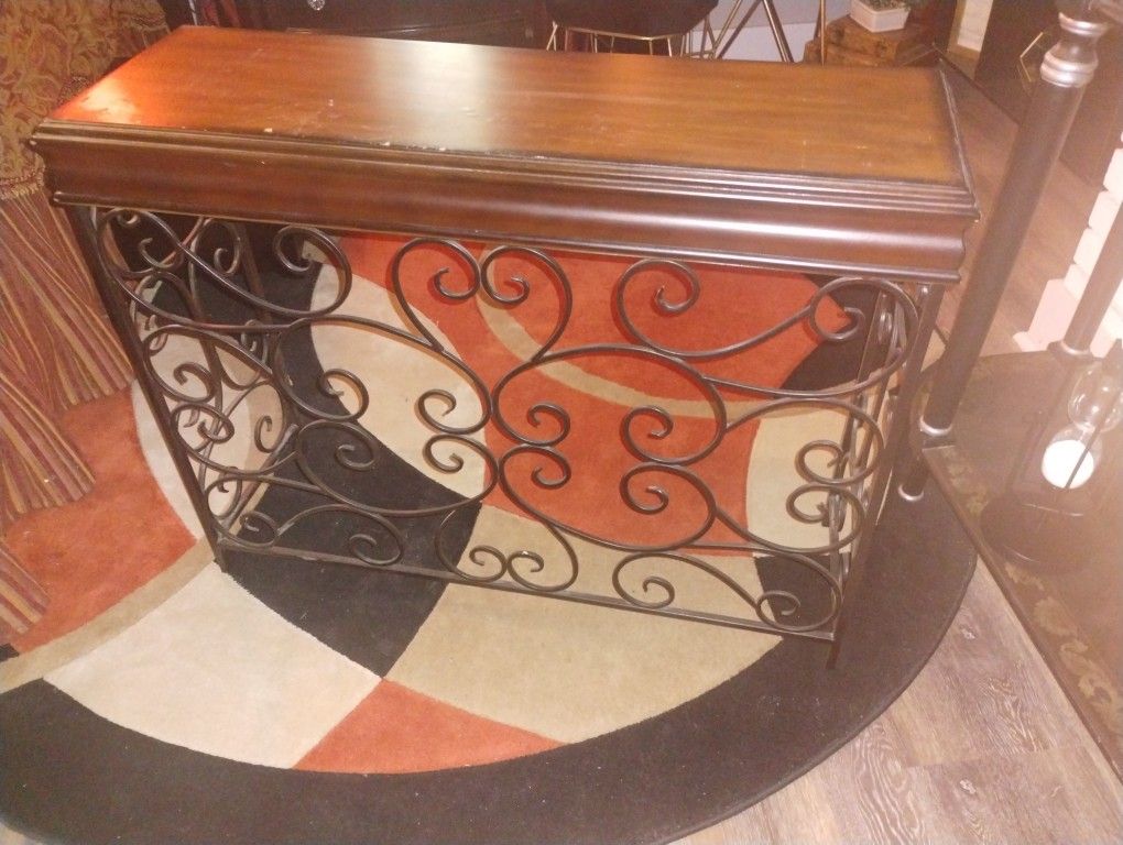 Wood And Iron Wall Table