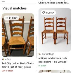 Vintage Ladder back Rush  Dining chairs. Project piece. Set of 4