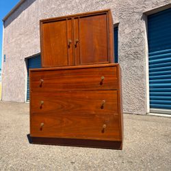 Mid Century Modern 2 Piece Dresser Walnut Vintage