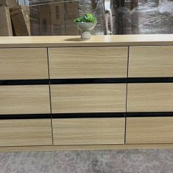 9-Drawer Wood Dresser, Bedroom Storage Cabinet, 63" Wide Organizer.  $240