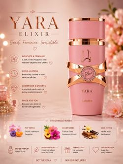 Lattafa Yara Elixir Eau de Parfum Spray 3.4 fl oz Regular Size Vanilla **bottle only**
